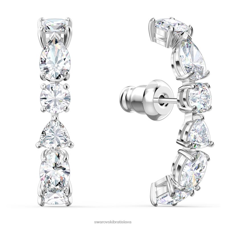 tenisové luxusné manžety na uši zmiešané rezy, biele, rhodiované B8ZNT965 Swarovski šperky - Image 3