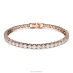 tenisový luxusný náramok okrúhly výbrus, biely, pozlátený ružovým zlatom B8ZNT553 Swarovski šperky