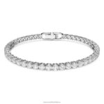 tenisový luxusný náramok okrúhly výbrus, biely, rhodiovaný B8ZNT556 Swarovski šperky
