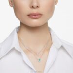 tisícročia vrstvený náhrdelník osemhranný výbrus, zelený, rhodiovaný B8ZNT61 Swarovski šperky - Image 2