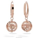 trblietavé tanečné náušnice okrúhly výbrus, biely, pozlátený ružovým zlatom B8ZNT772 Swarovski šperky - Image 3