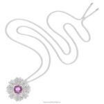 večný kvetinový prívesok a brošňa kvetina, ružová, povrchová úprava zmiešaný kov B8ZNT336 Swarovski šperky - Image 3