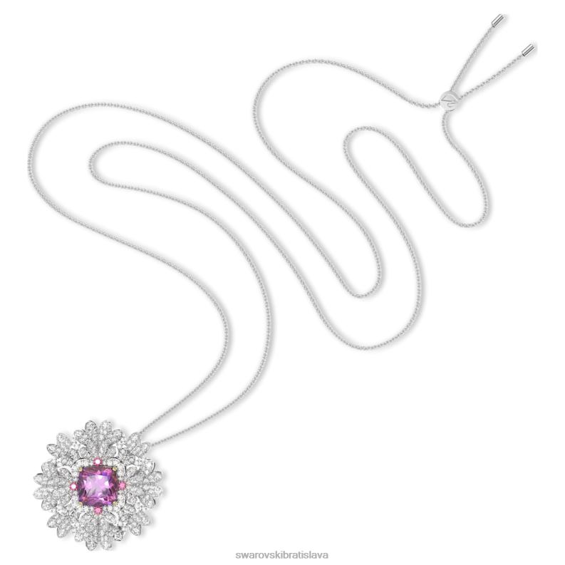 večný kvetinový prívesok a brošňa kvetina, ružová, povrchová úprava zmiešaný kov B8ZNT336 Swarovski šperky - Image 3