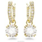 visiace náušnice constella okrúhly výbrus, biely, pozlátený B8ZNT771 Swarovski šperky - Image 3