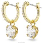visiace náušnice constella okrúhly výbrus, biely, pozlátený B8ZNT771 Swarovski šperky - Image 4