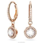 visiace náušnice constella okrúhly výbrus, dlažba, biela, pozlátená ružovým zlatom B8ZNT787 Swarovski šperky