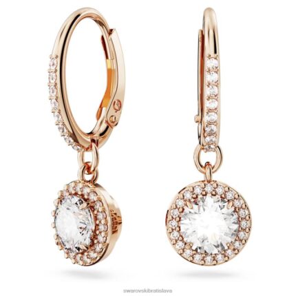 visiace náušnice constella okrúhly výbrus, dlažba, biela, pozlátená ružovým zlatom B8ZNT787 Swarovski šperky