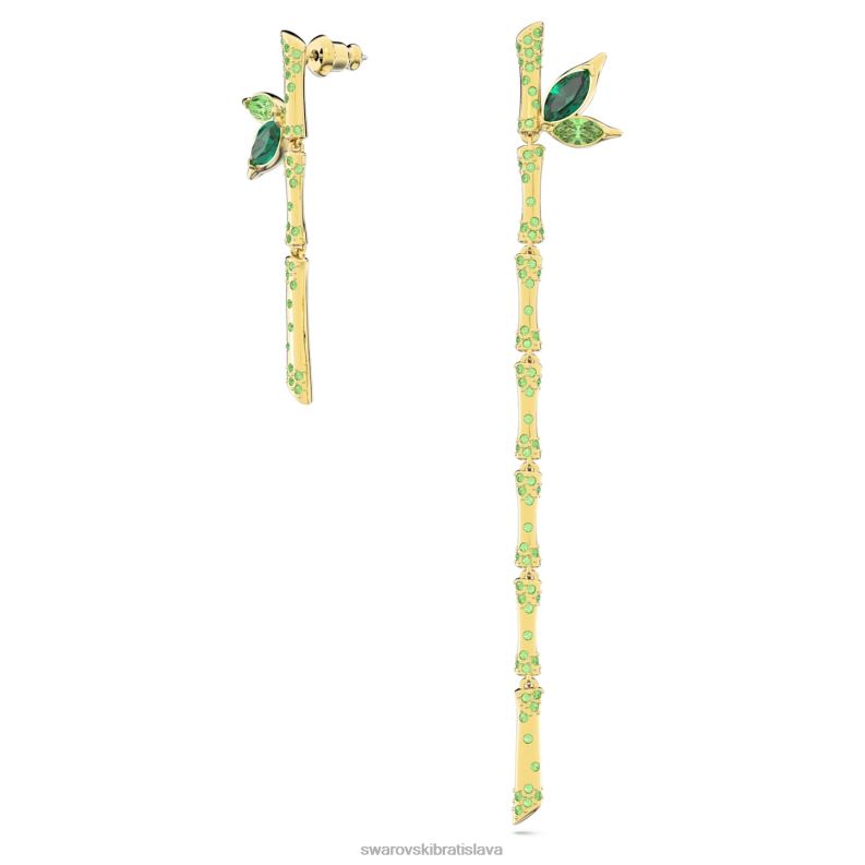 visiace náušnice dellium asymetrické prevedenie, bambusové, zelené, pozlátené B8ZNT809 Swarovski šperky - Image 3