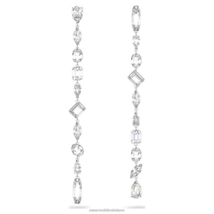 visiace náušnice gema asymetrický dizajn, zmiešané strihy, biela, rhodiované B8ZNT848 Swarovski šperky