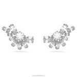 visiace náušnice gema asymetrický dizajn, zmiešané strihy, kvet, biela, rhodiované B8ZNT854 Swarovski šperky - Image 5