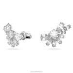 visiace náušnice gema asymetrický dizajn, zmiešané strihy, kvet, biela, rhodiované B8ZNT854 Swarovski šperky - Image 6