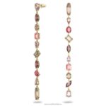 visiace náušnice gema asymetrický dizajn, zmiešané strihy, viacfarebné, pozlátené B8ZNT806 Swarovski šperky - Image 3