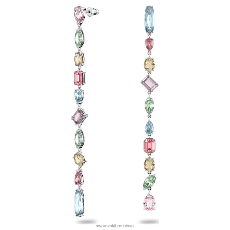 visiace náušnice gema asymetrický dizajn, zmiešané strihy, viacfarebné, rhodiované B8ZNT764 Swarovski šperky - Image 3