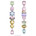 visiace náušnice gema asymetrický dizajn, zmiešané strihy, viacfarebné, rhodiované B8ZNT838 Swarovski šperky - Image 3