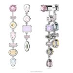 visiace náušnice gema asymetrický dizajn, zmiešané strihy, viacfarebné, rhodiované B8ZNT838 Swarovski šperky - Image 5