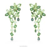 visiace náušnice gema zmiešané strihy, zelené, pozlátené B8ZNT846 Swarovski šperky
