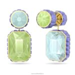 visiace náušnice orbita asymetrický dizajn, osemhranný strih, viacfarebný, pozlátený B8ZNT779 Swarovski šperky - Image 4
