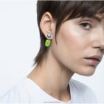 visiace náušnice orbita asymetrický dizajn, osemhranný strih, viacfarebný, pozlátený B8ZNT779 Swarovski šperky - Image 5