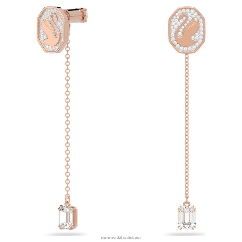 visiace náušnice signum labuť, biela, pozlátená ružovým zlatom B8ZNT841 Swarovski šperky - Image 3
