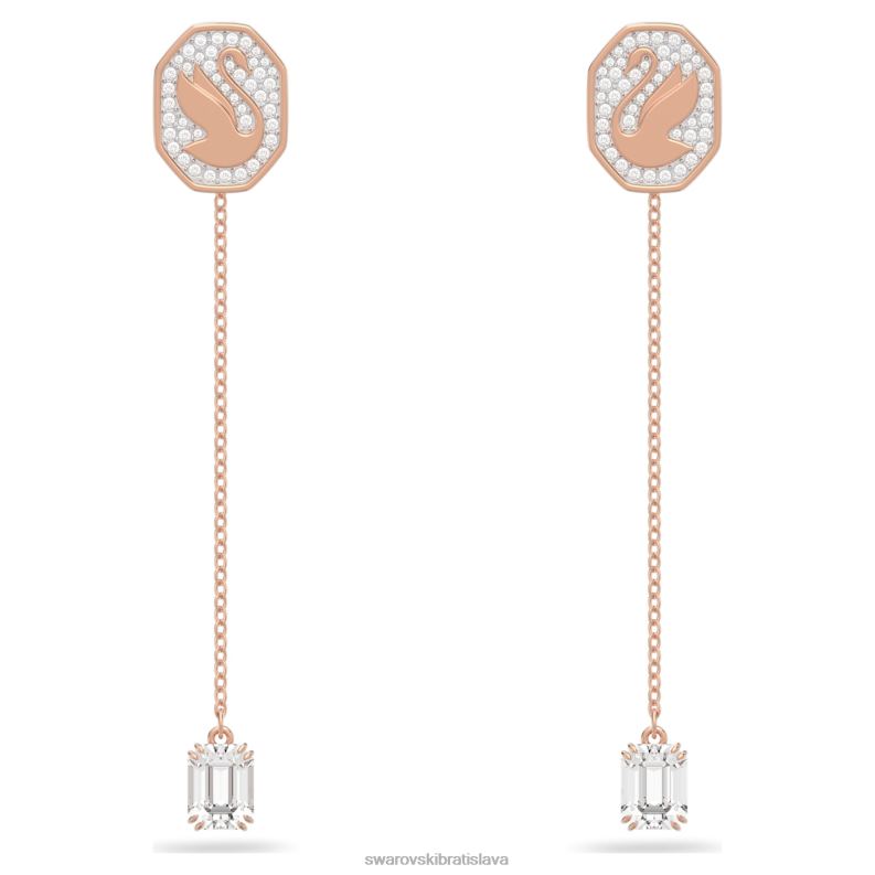 visiace náušnice signum labuť, biela, pozlátená ružovým zlatom B8ZNT841 Swarovski šperky - Image 1