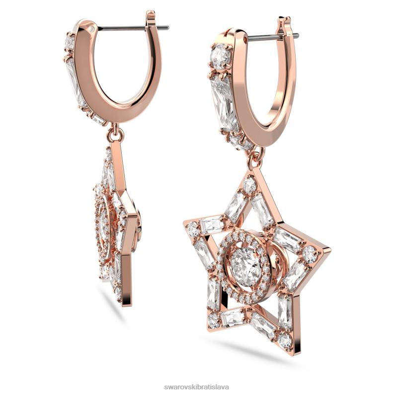 visiace náušnice stella zmiešané strihy, hviezdicové, biele, pozlátené ružovým zlatom B8ZNT800 Swarovski šperky - Image 4