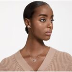 voltová súprava mašľa, biela, pozlátená ružovým zlatom B8ZNT391 Swarovski šperky - Image 2