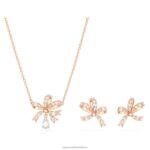 voltová súprava mašľa, biela, pozlátená ružovým zlatom B8ZNT391 Swarovski šperky