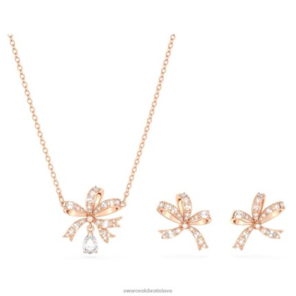 voltová súprava mašľa, biela, pozlátená ružovým zlatom B8ZNT391 Swarovski šperky